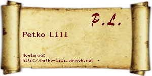 Petko Lili névjegykártya